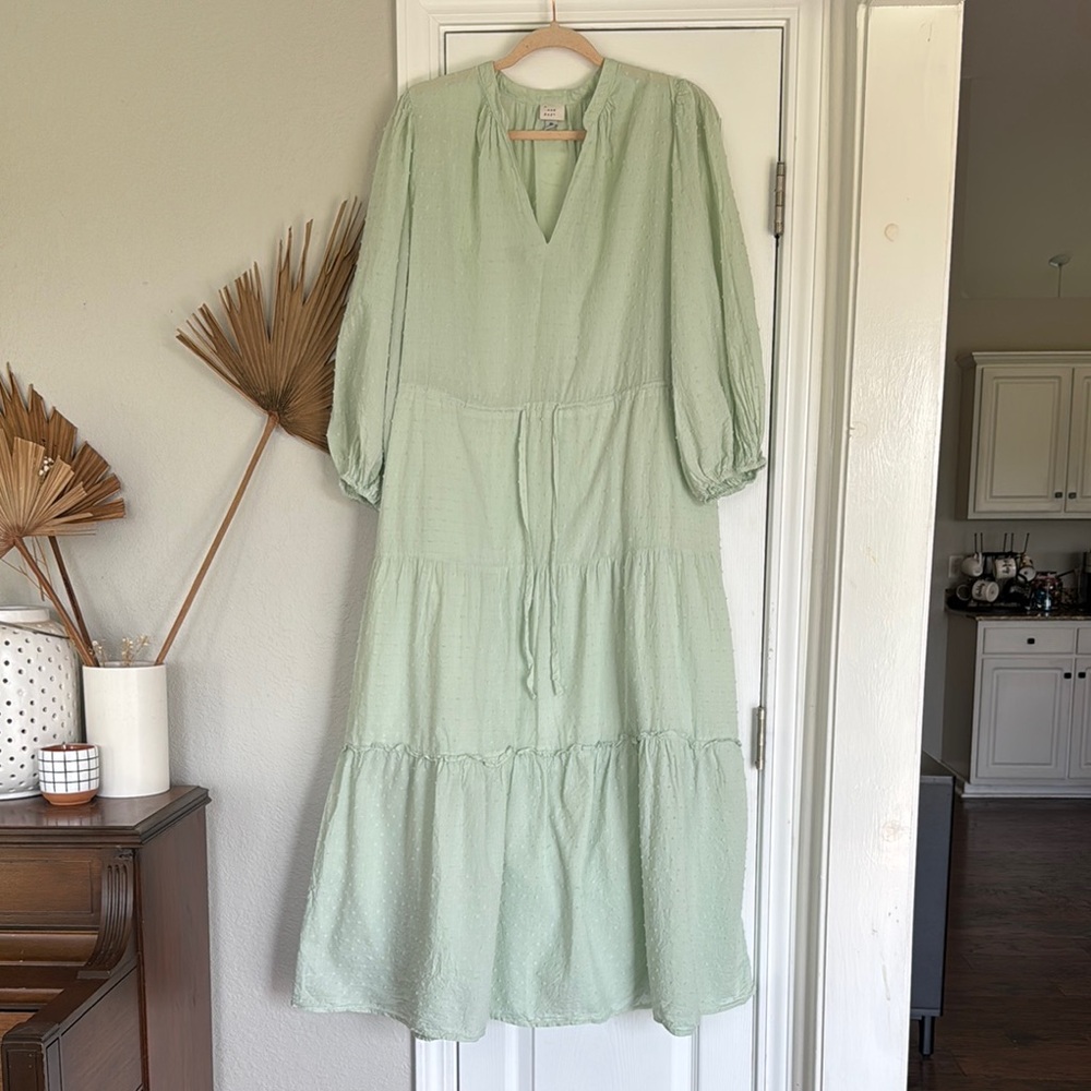 Green Swiss dot Maxi Dress